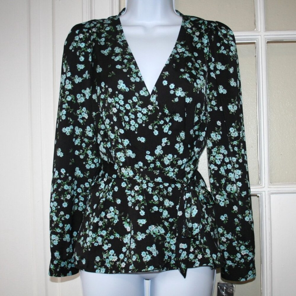 NWT INC International Floral Wrap Blouse Small